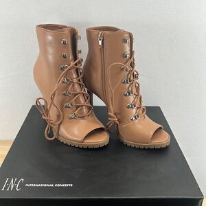 INC International Concepts Florita Lace-Up Shooties- Luggage- Size 6 M- NIB